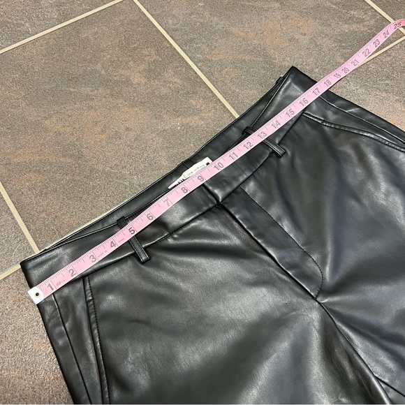 Zara Faux Vegan Leather Straight Leg Pants Black 10 - Picture 10 of 12
